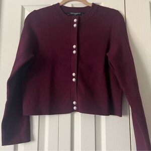 French Connection burgundy Cardigan with Pearl Buttons size S